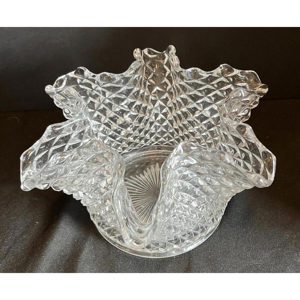 1920s Westmoreland English Hobnail Crimped Elegant Crystal Glass